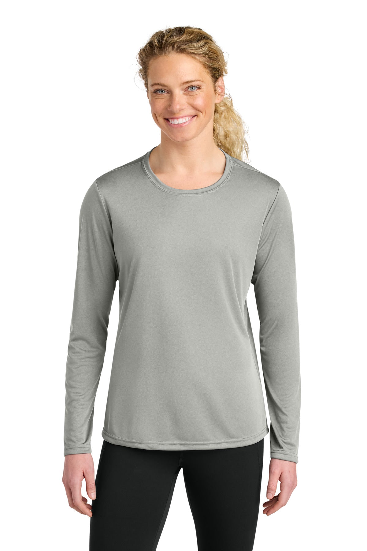 Custom logo A4 Women's Cooling Performance Long Sleeve Tee A4NW3002 in Silver