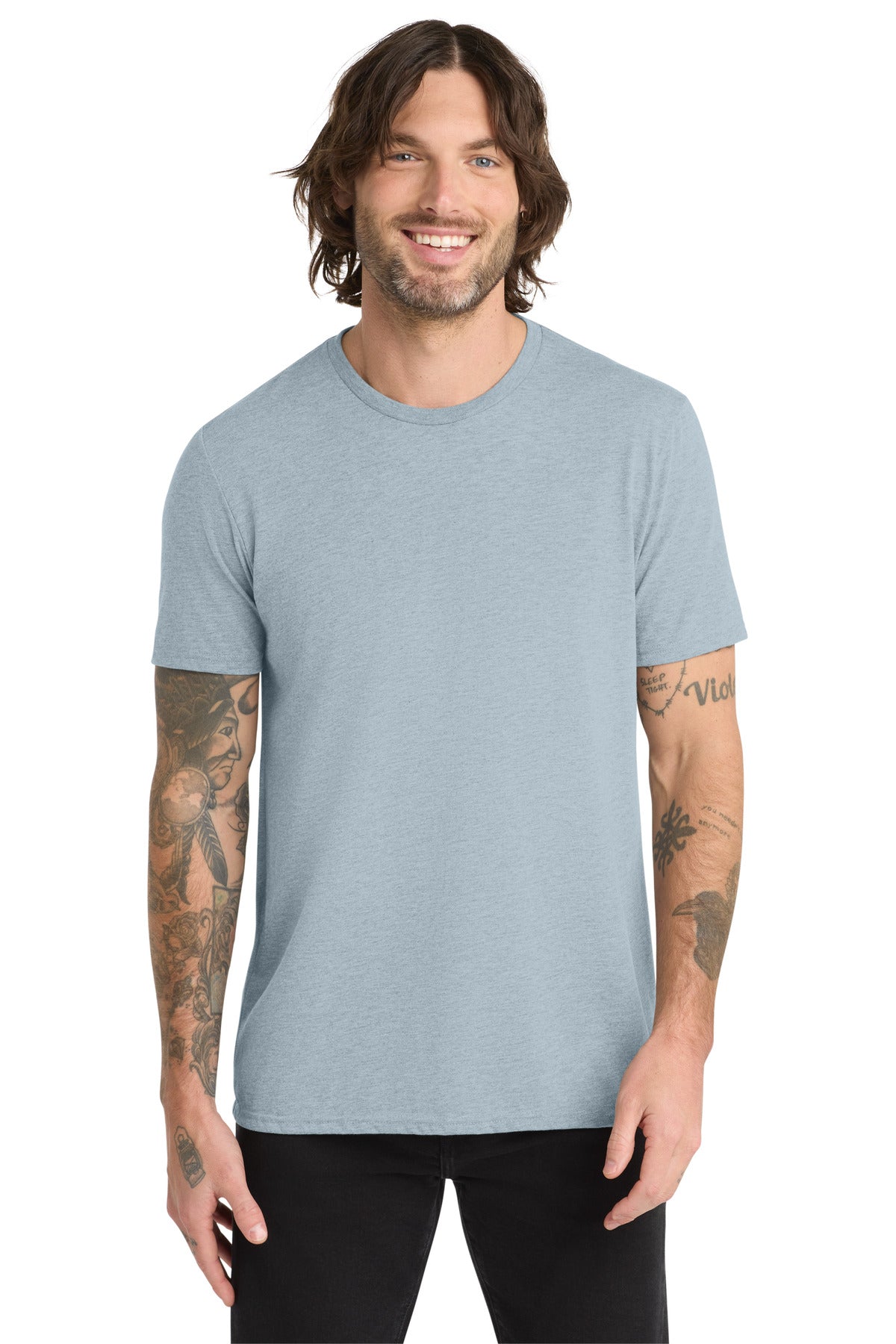 Custom logo Allmade ®  Unisex Tri-Blend Tee AL2004 in I Like You Blue