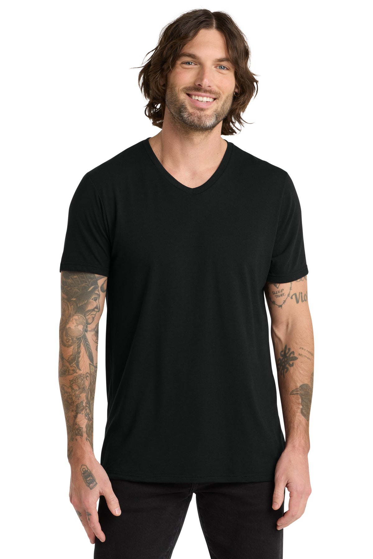 Custom logo Allmade ® Unisex Tri-Blend V-Neck Tee AL2014 in Deep Black
