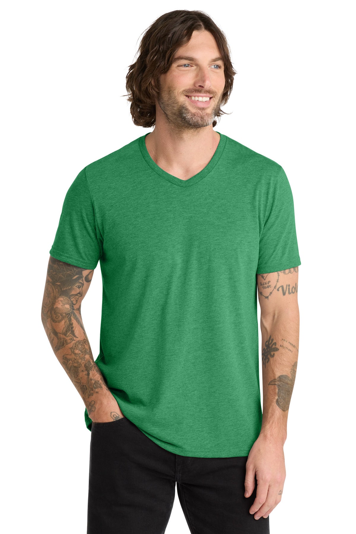 Custom logo Allmade ® Unisex Tri-Blend V-Neck Tee AL2014 in Enviro Green