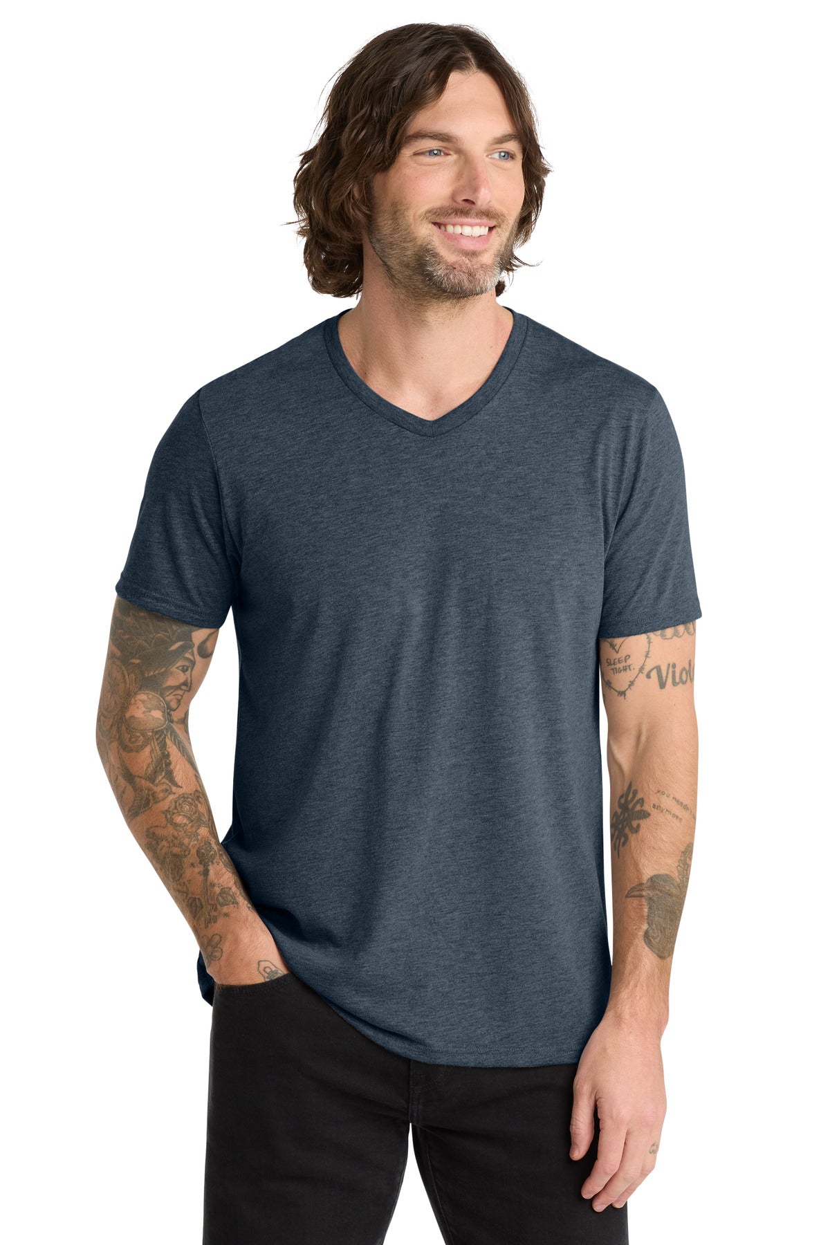 Custom logo Allmade ® Unisex Tri-Blend V-Neck Tee AL2014 in Rebel Blue