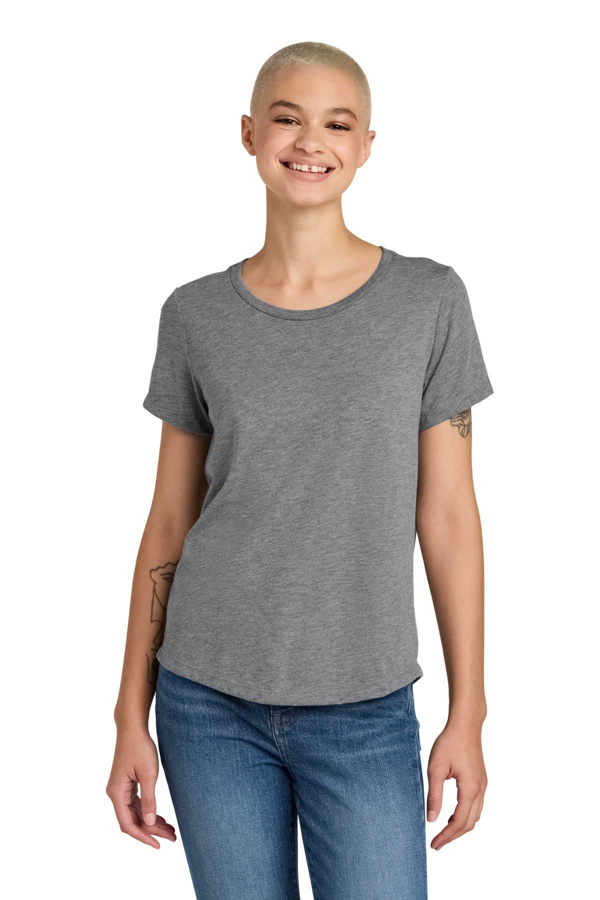 Custom logo Allmade® Women's Relaxed Tri-Blend Scoop Neck Tee AL2015 in Aluminum Grey