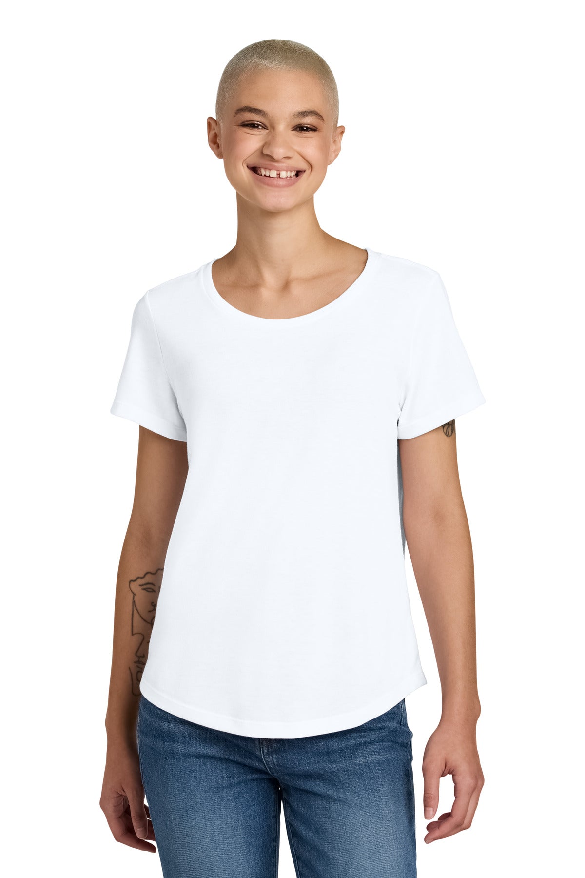 Custom logo Allmade® Women's Relaxed Tri-Blend Scoop Neck Tee AL2015 in Bright White