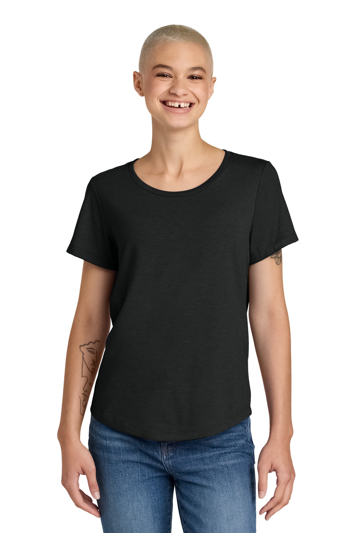 Custom logo Allmade® Women's Relaxed Tri-Blend Scoop Neck Tee AL2015 in Deep Black