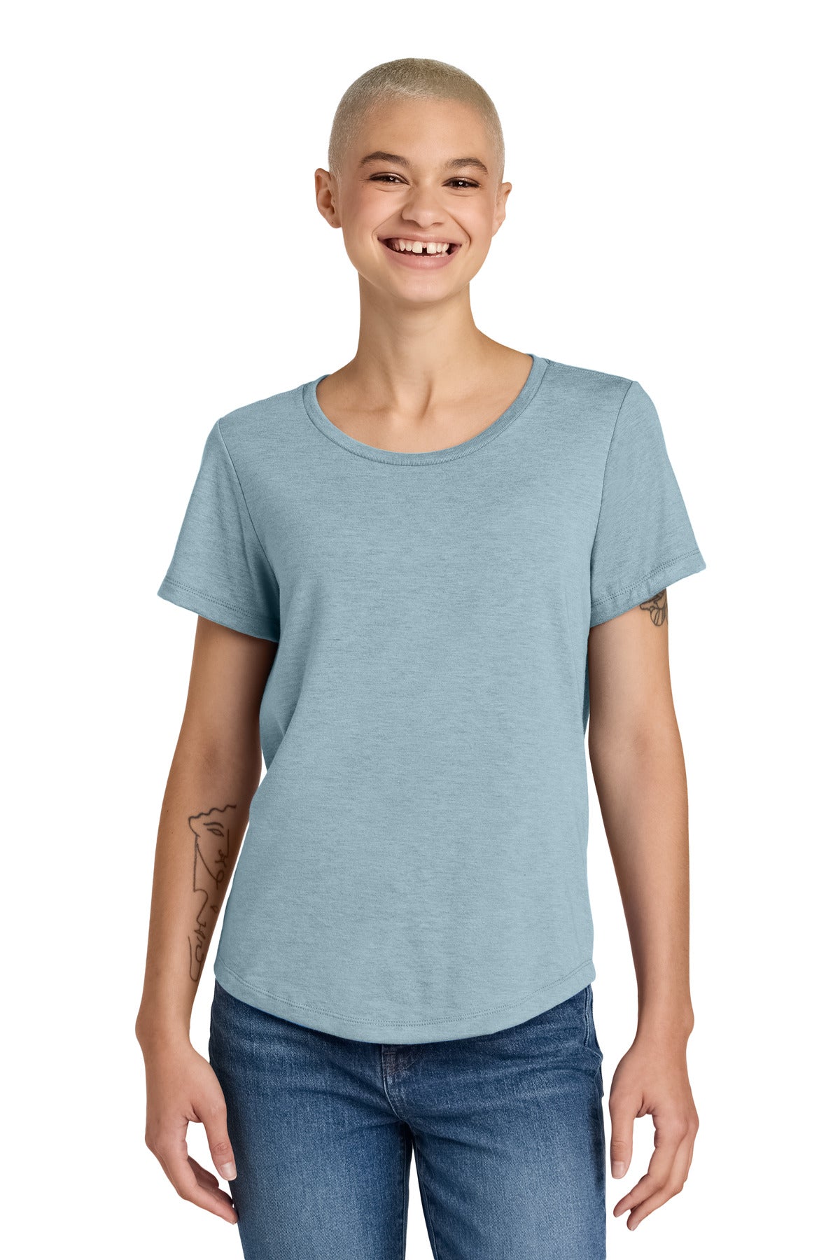 Custom logo Allmade® Women's Relaxed Tri-Blend Scoop Neck Tee AL2015 in I Like You Blue