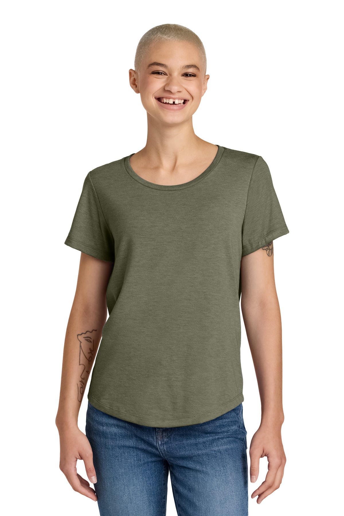 Custom logo Allmade® Women's Relaxed Tri-Blend Scoop Neck Tee AL2015 in Olive You Green