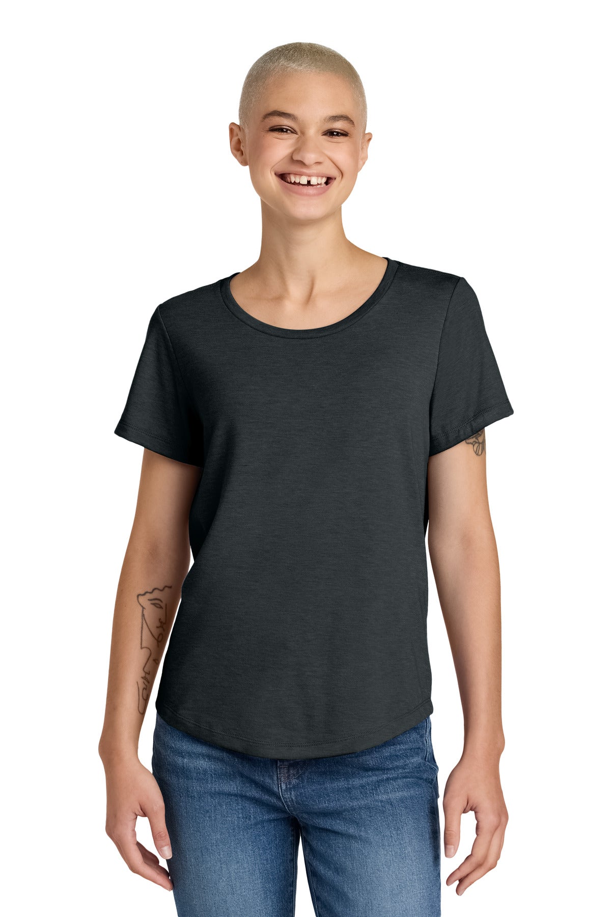 Custom logo Allmade® Women's Relaxed Tri-Blend Scoop Neck Tee AL2015 in Space Black