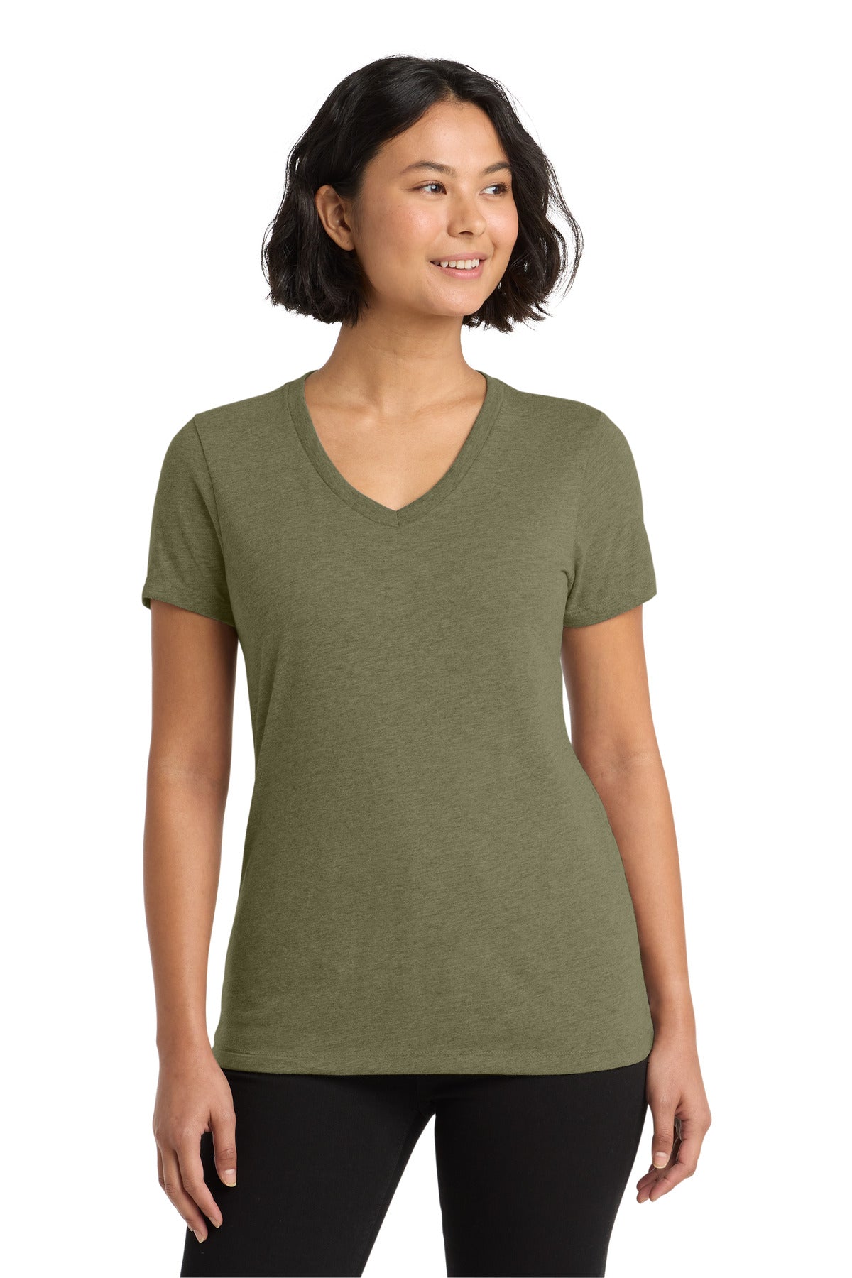 Custom logo Allmade ® Women's Tri-Blend V-Neck Tee AL2018 in Olive You Green