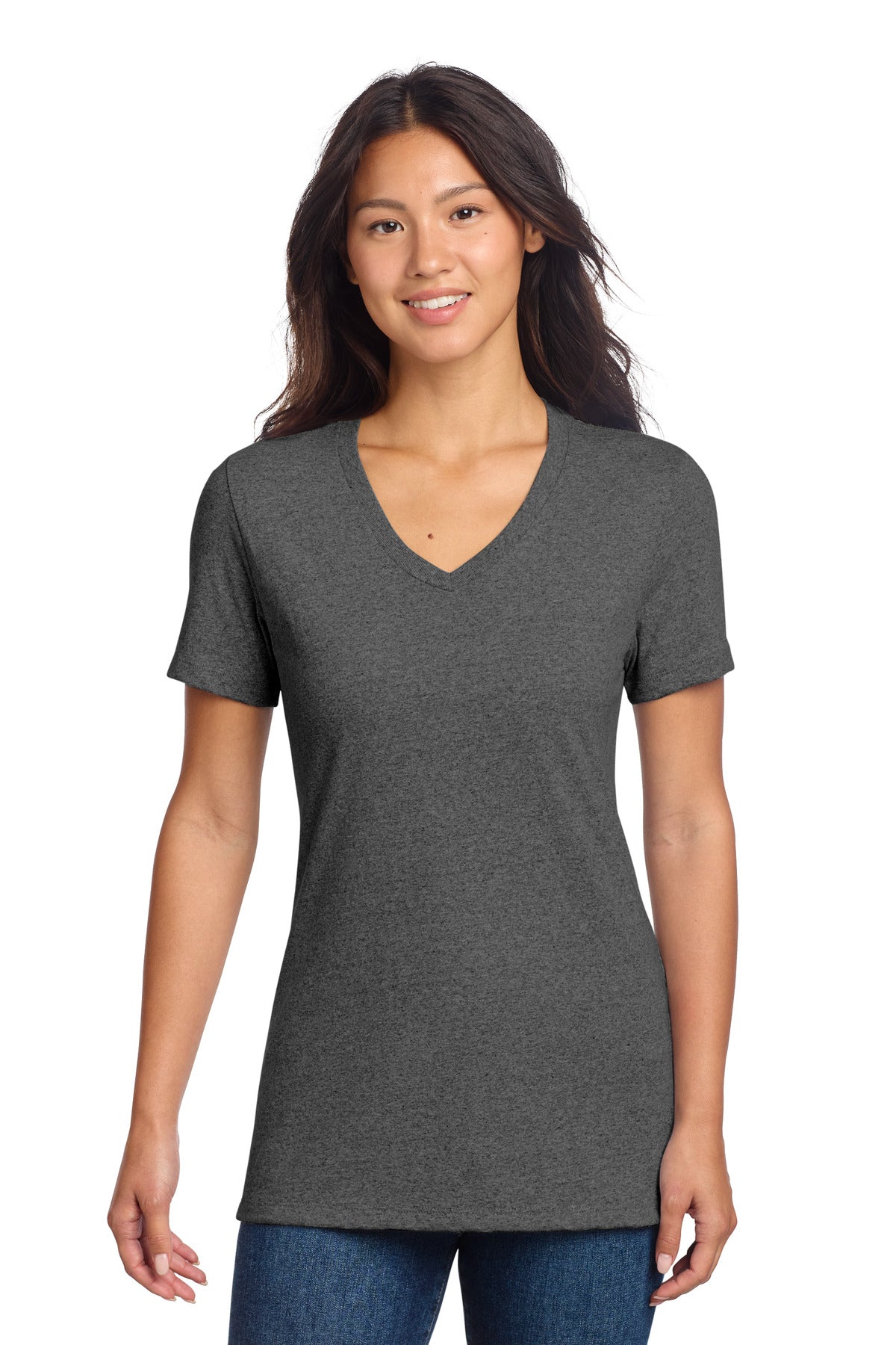 Custom logo Allmade® Women's Recycled Blend V-Neck Tee AL2303 in Reloaded Charcoal Heather