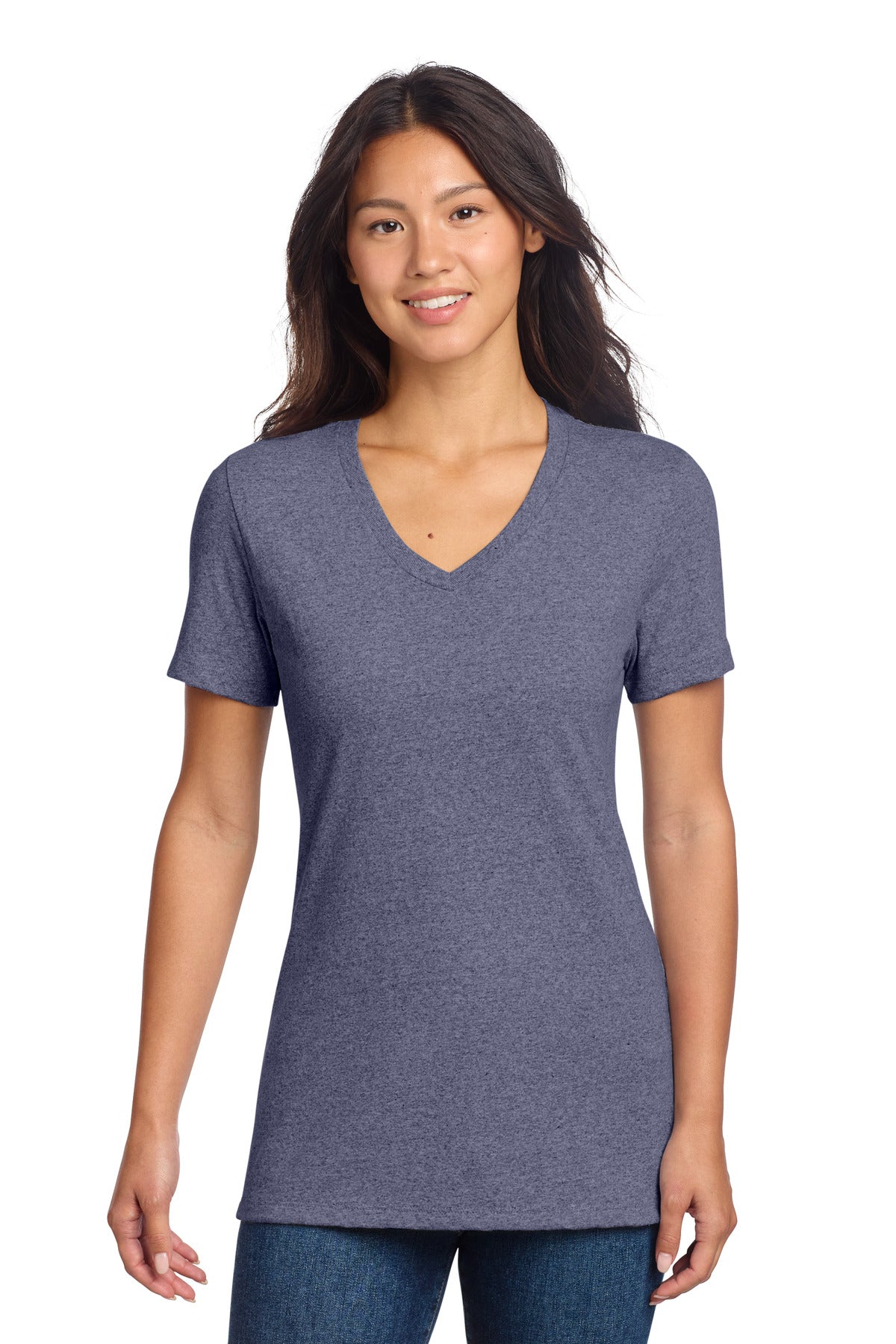 Custom logo Allmade® Women's Recycled Blend V-Neck Tee AL2303 in Salvaged Navy Heather