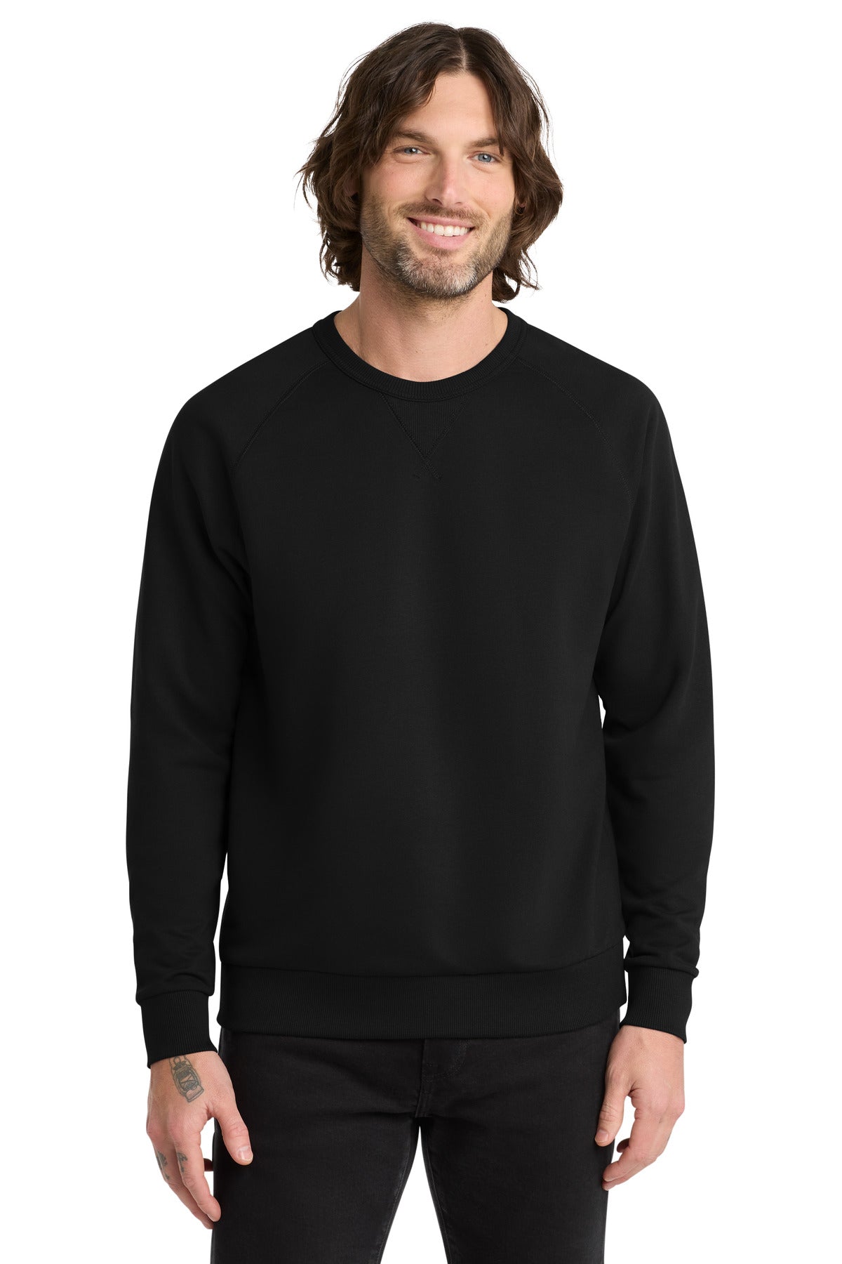 Custom logo Allmade® Unisex Organic French Terry Crewneck Sweatshirt AL4004 in Deep Black