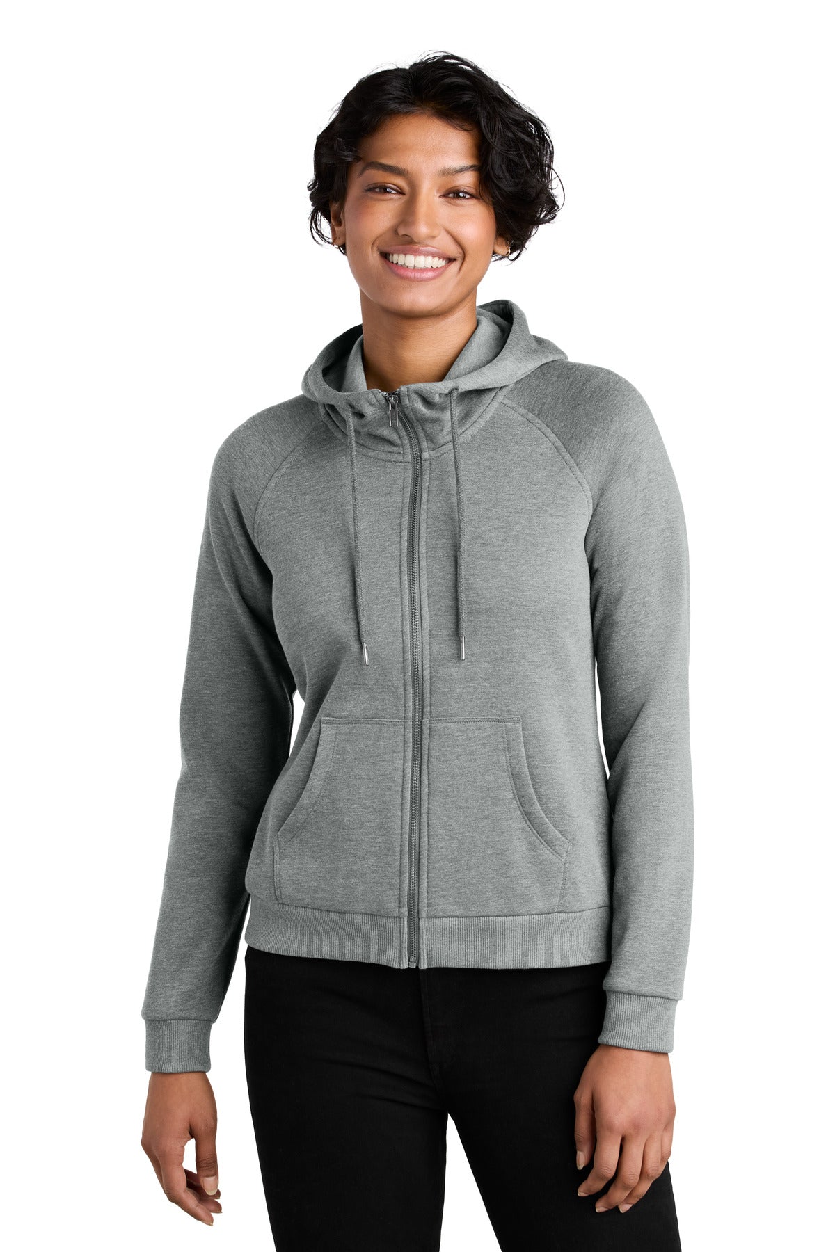 Custom logo Allmade® Women's Organic CVC Fleece Full-Zip Hoodie AL5003 in Aluminum Grey Heather