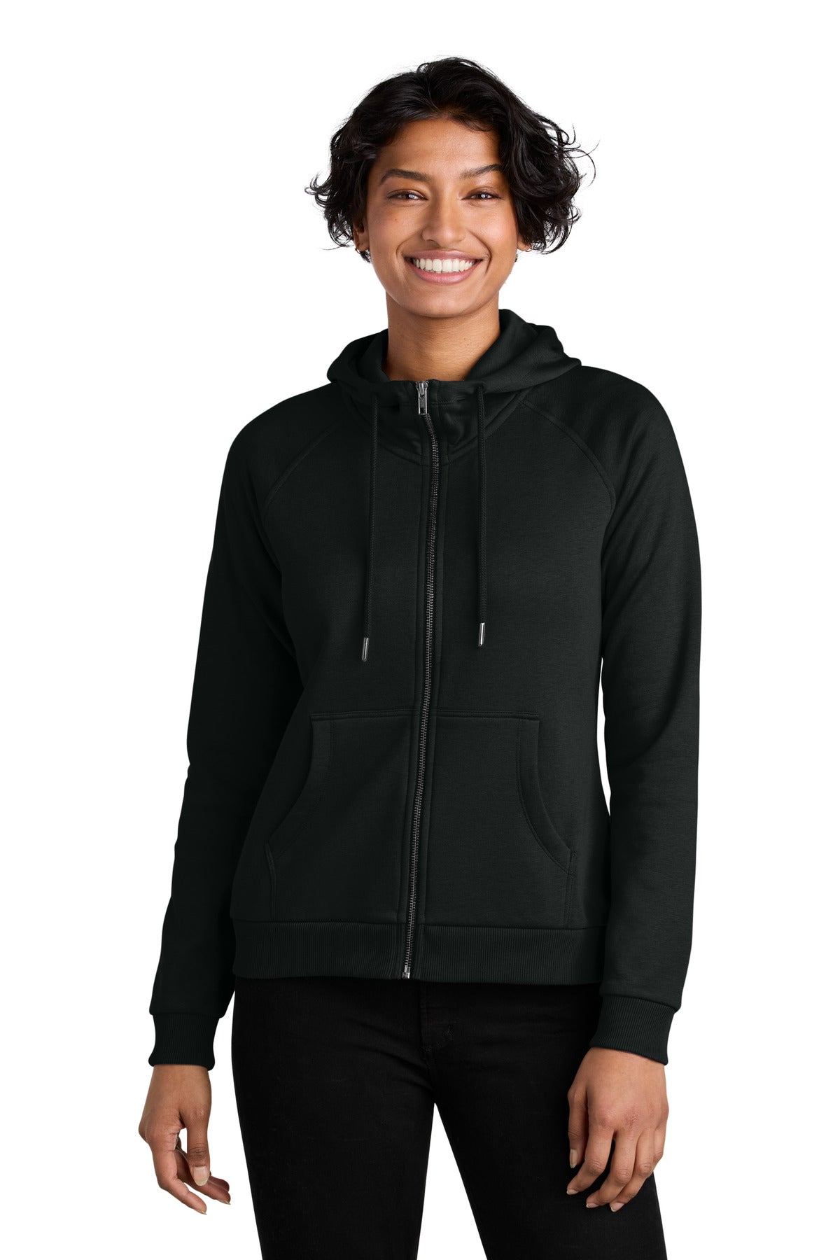 Custom logo Allmade® Women's Organic CVC Fleece Full-Zip Hoodie AL5003 in Deep Black