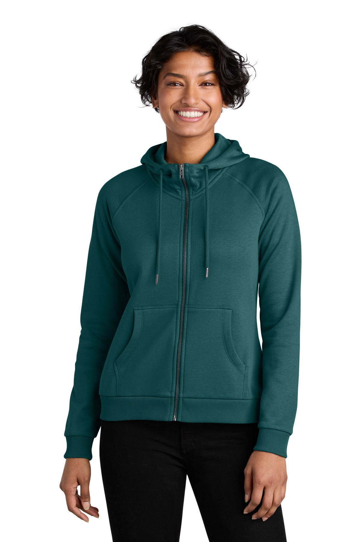 Custom logo Allmade® Women's Organic CVC Fleece Full-Zip Hoodie AL5003 in Deep Sea Green