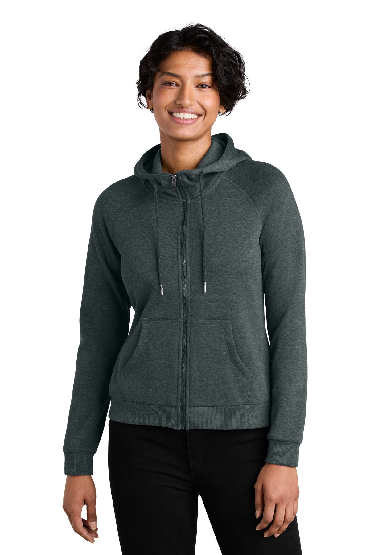Custom logo Allmade® Women's Organic CVC Fleece Full-Zip Hoodie AL5003 in Terrain Grey Heather