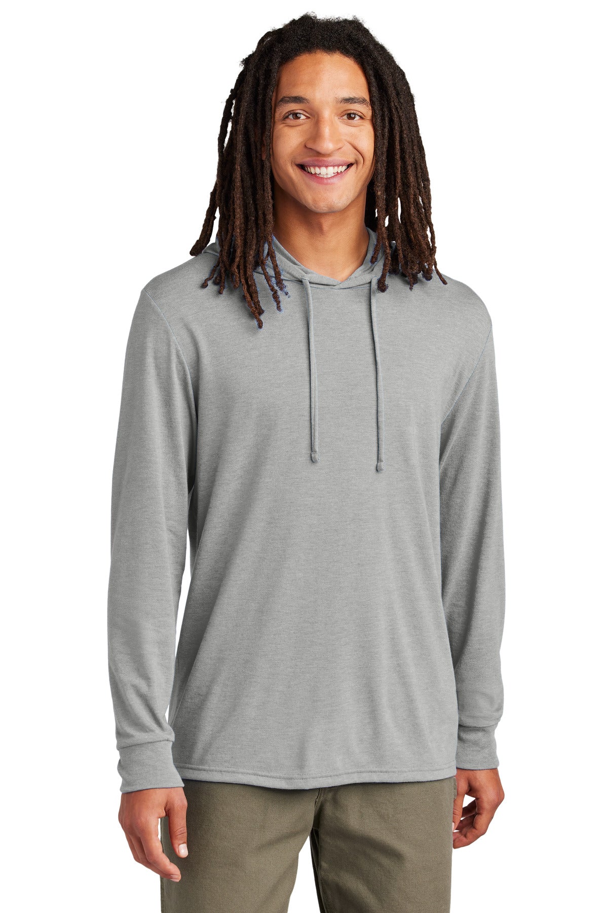 Custom logo Allmade® Unisex Tri-Blend Hoodie Tee AL6003 in Aluminum Grey