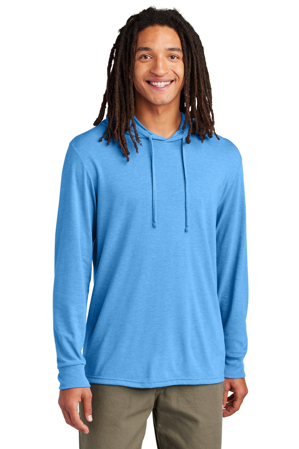 Custom logo Allmade® Unisex Tri-Blend Hoodie Tee AL6003 in Azure Blue