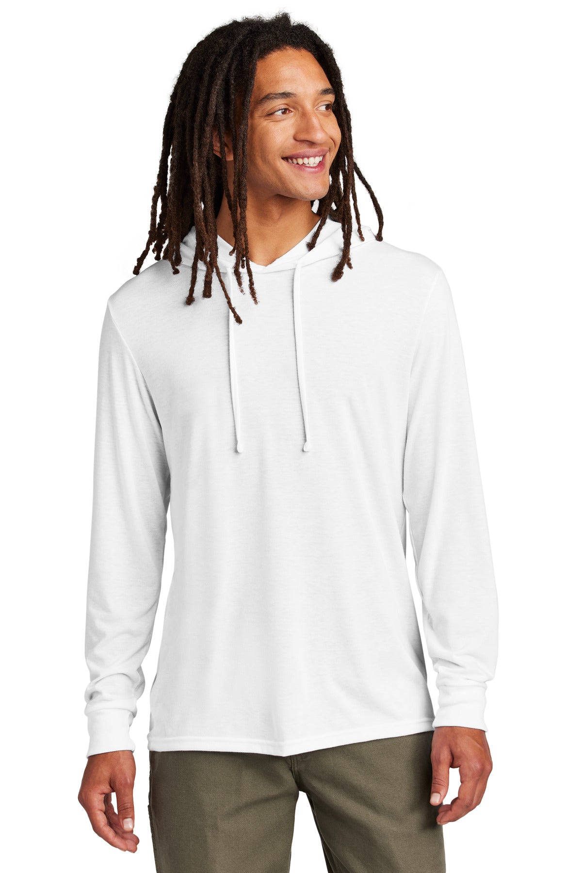Custom logo Allmade® Unisex Tri-Blend Hoodie Tee AL6003 in Bright White