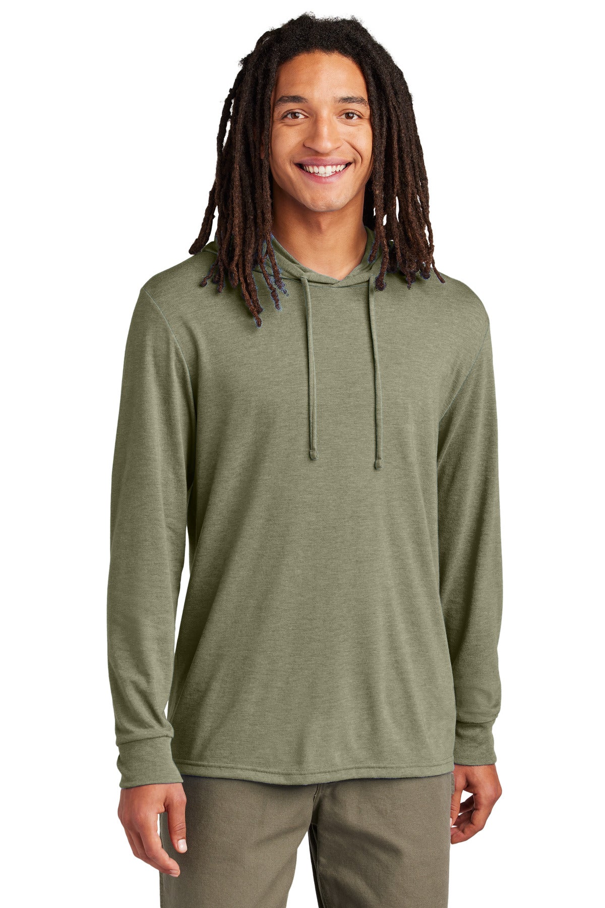 Custom logo Allmade® Unisex Tri-Blend Hoodie Tee AL6003 in Olive You Green