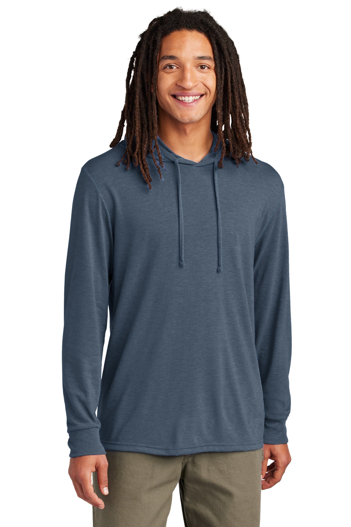 Custom logo Allmade® Unisex Tri-Blend Hoodie Tee AL6003 in Rebel Blue