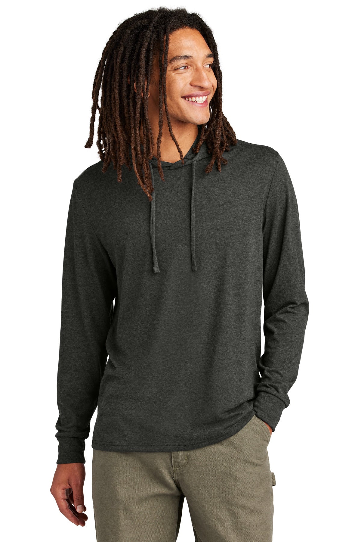 Custom logo Allmade® Unisex Tri-Blend Hoodie Tee AL6003 in Space Black