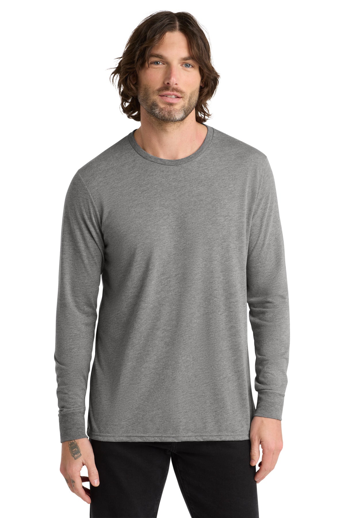 Custom logo Allmade ® Unisex Tri-Blend Long Sleeve Tee AL6004 in Aluminum Grey