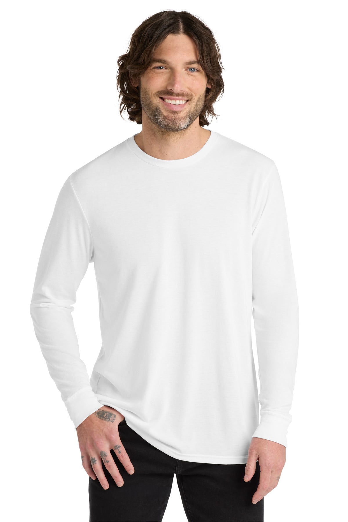 Custom logo Allmade ® Unisex Tri-Blend Long Sleeve Tee AL6004 in Bright White