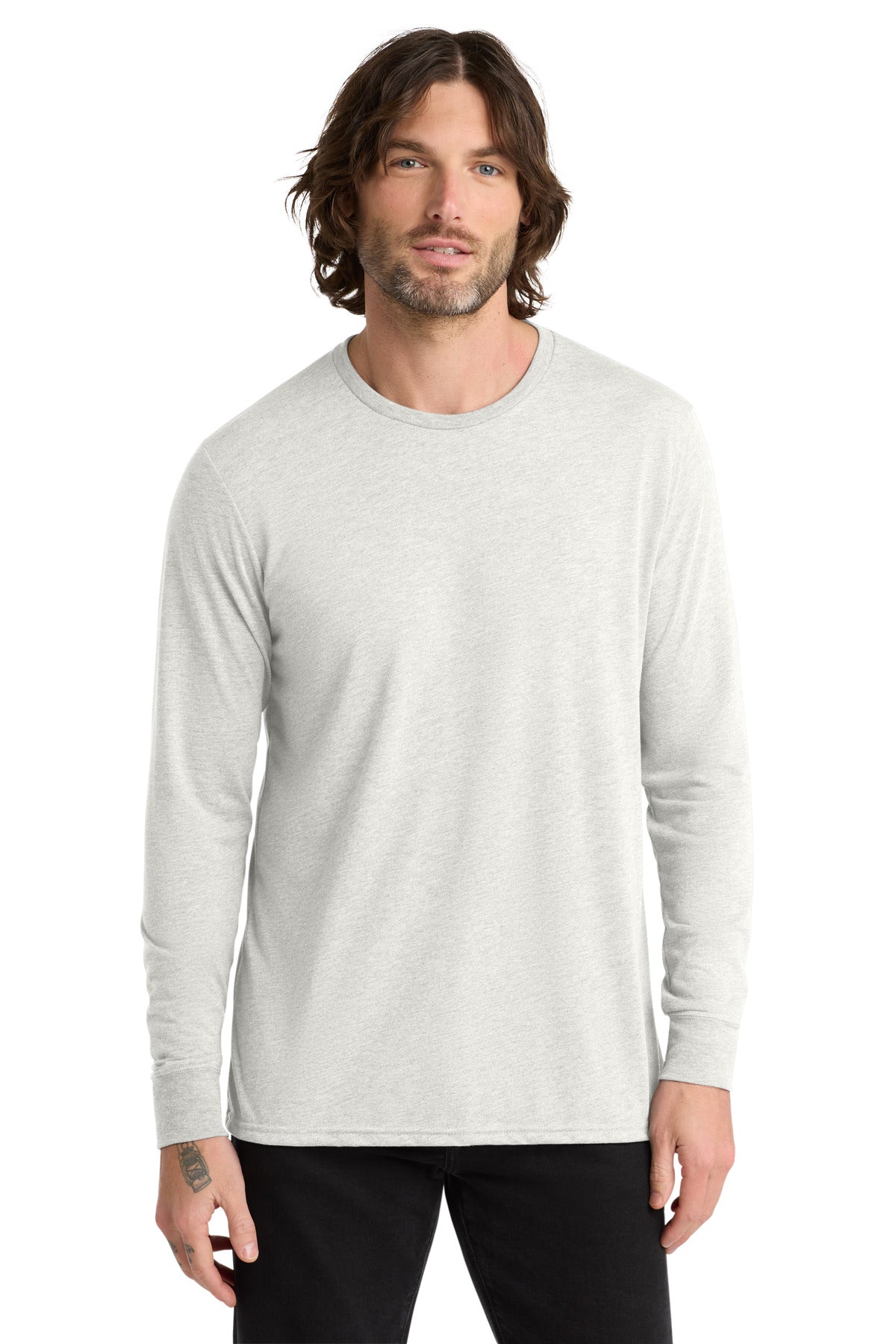 Custom logo Allmade ® Unisex Tri-Blend Long Sleeve Tee AL6004 in Fairly White