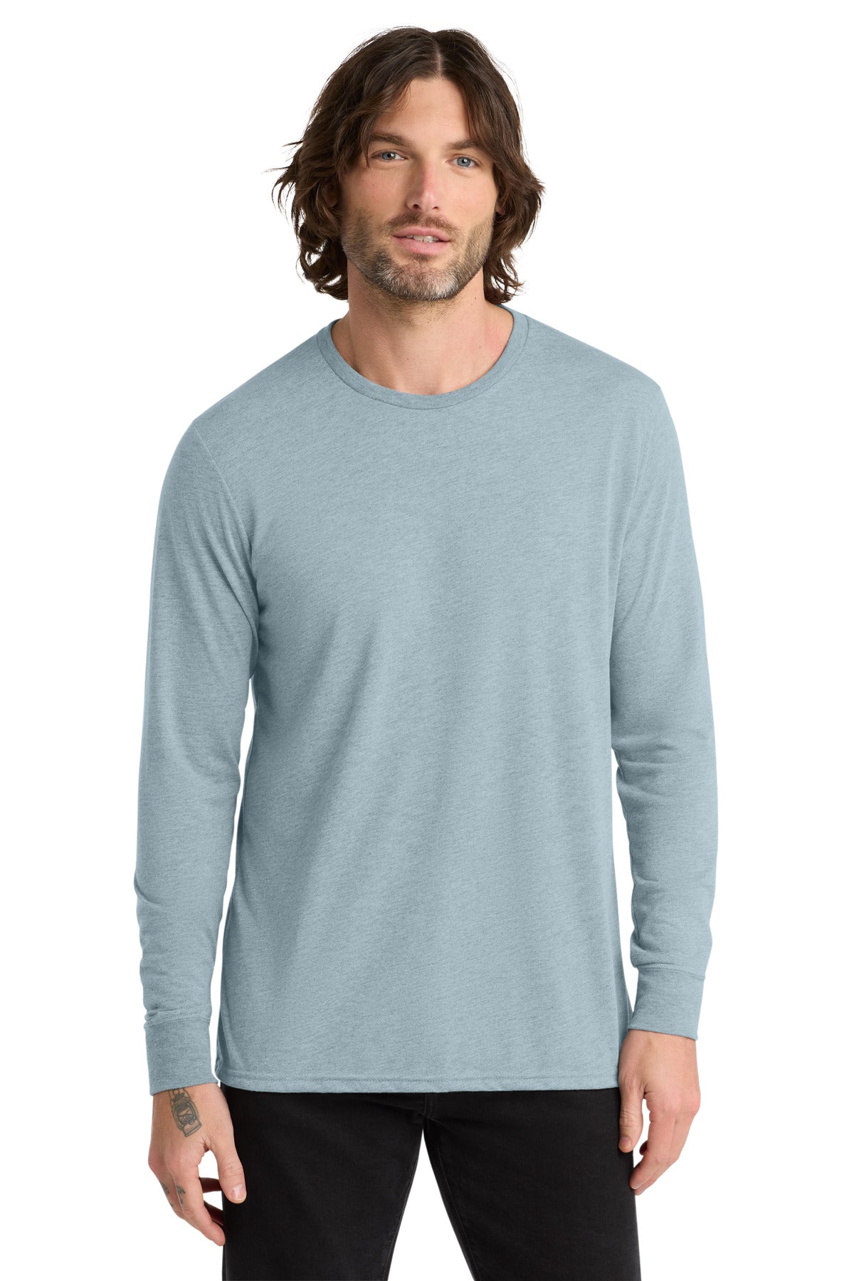 Custom logo Allmade ® Unisex Tri-Blend Long Sleeve Tee AL6004 in I Like You Blue