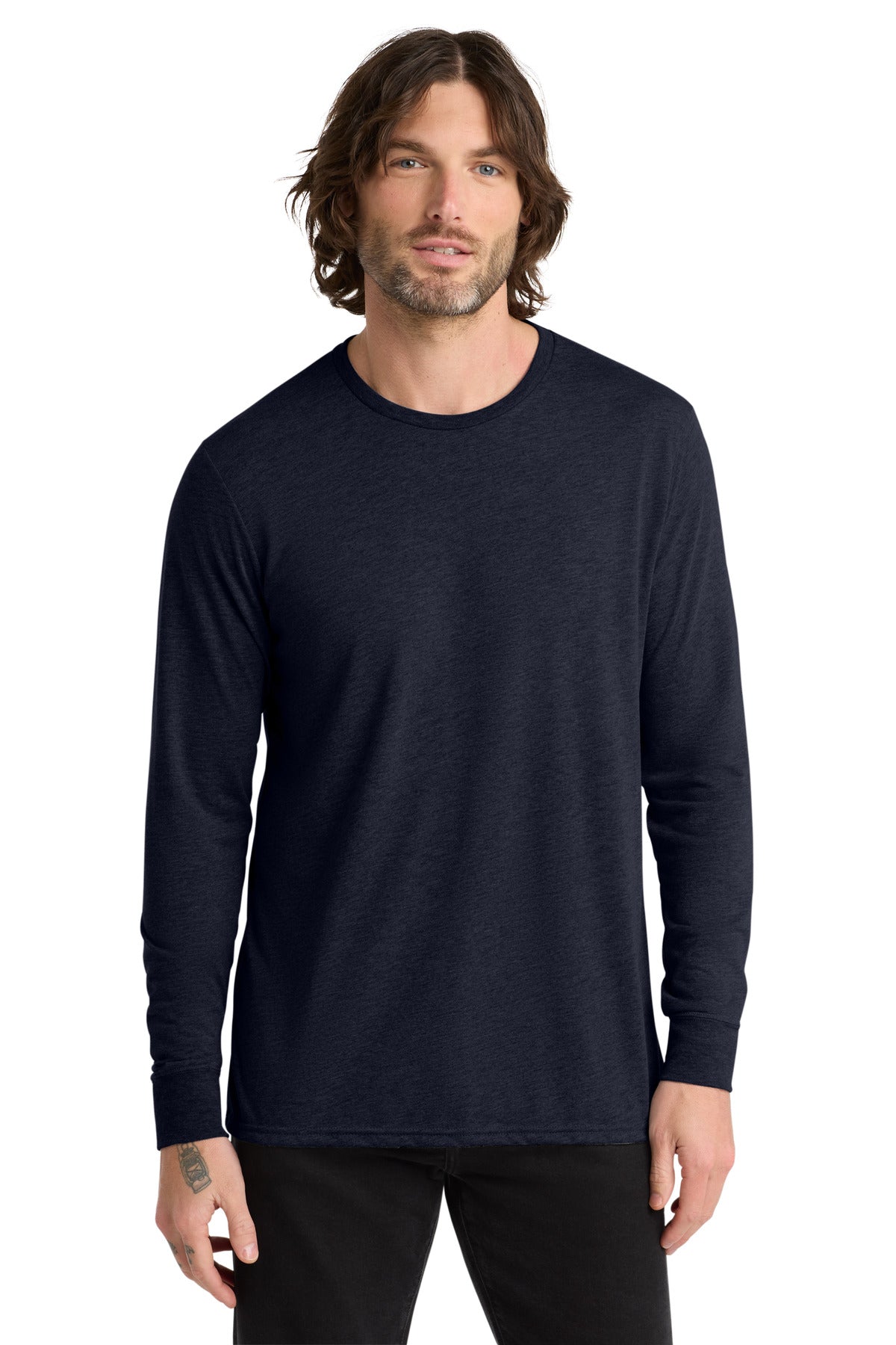 Custom logo Allmade ® Unisex Tri-Blend Long Sleeve Tee AL6004 in Night Sky Navy