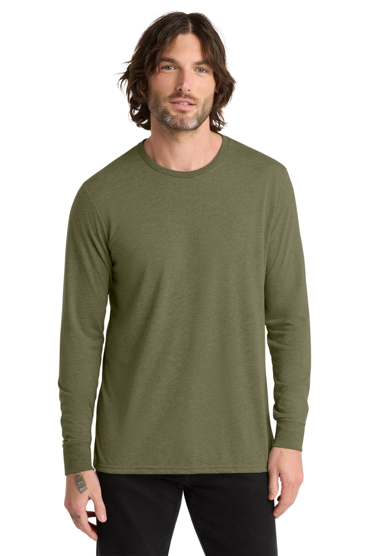 Custom logo Allmade ® Unisex Tri-Blend Long Sleeve Tee AL6004 in Olive You Green