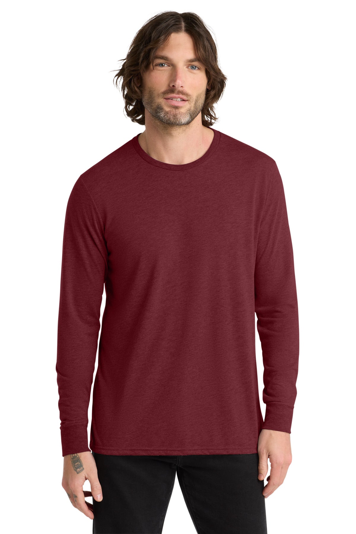 Custom logo Allmade ® Unisex Tri-Blend Long Sleeve Tee AL6004 in Vino Red