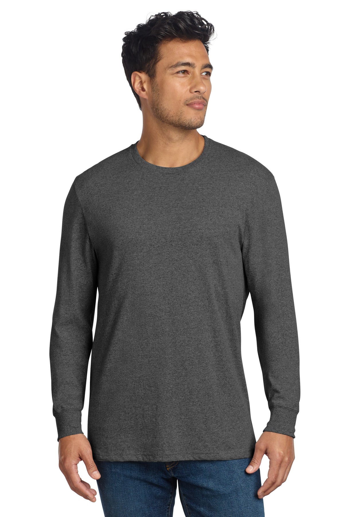 Custom logo Allmade® Unisex Long Sleeve Recycled Blend Tee AL6204 in Reloaded Charcoal Heather