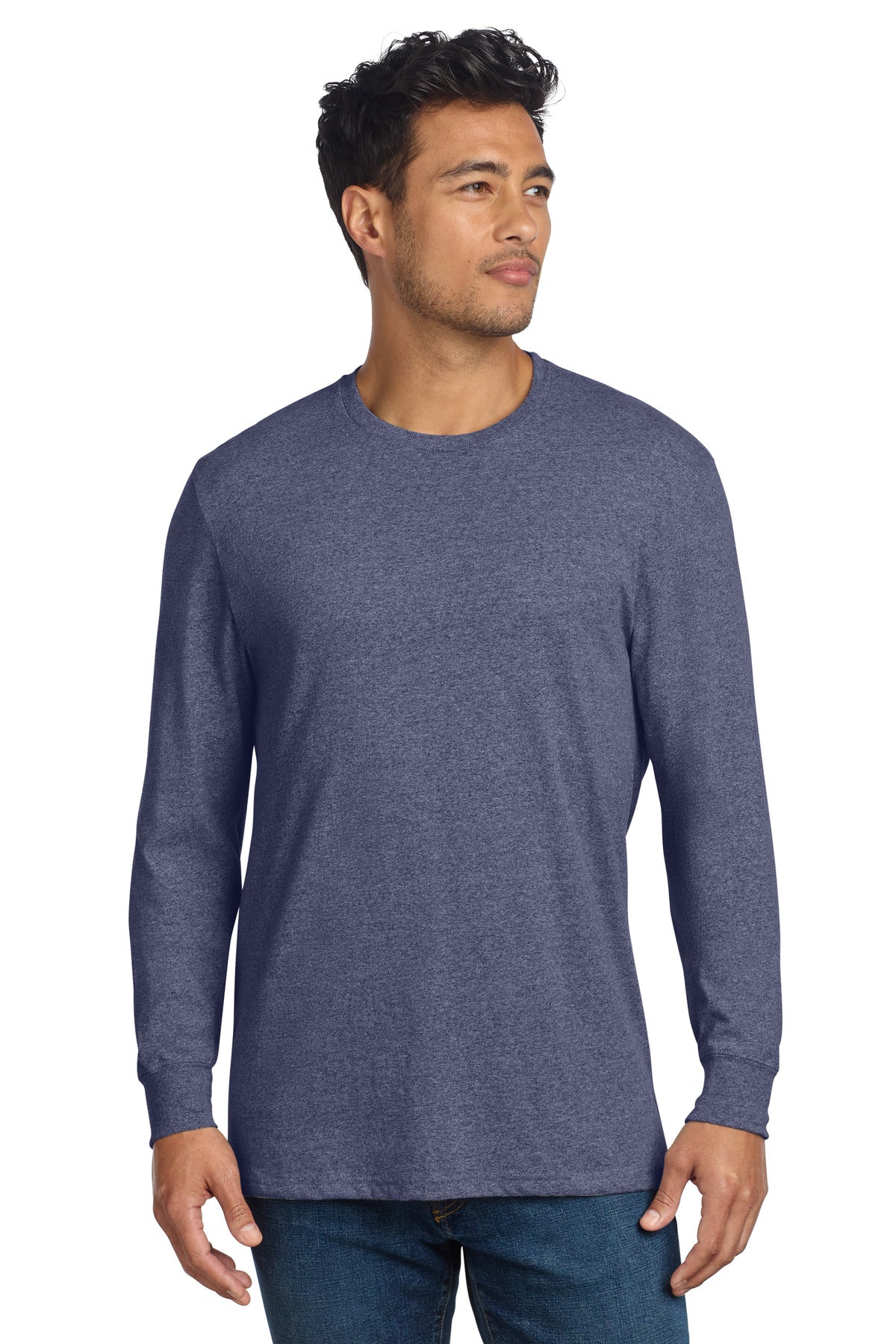 Custom logo Allmade® Unisex Long Sleeve Recycled Blend Tee AL6204 in Salvaged Navy Heather
