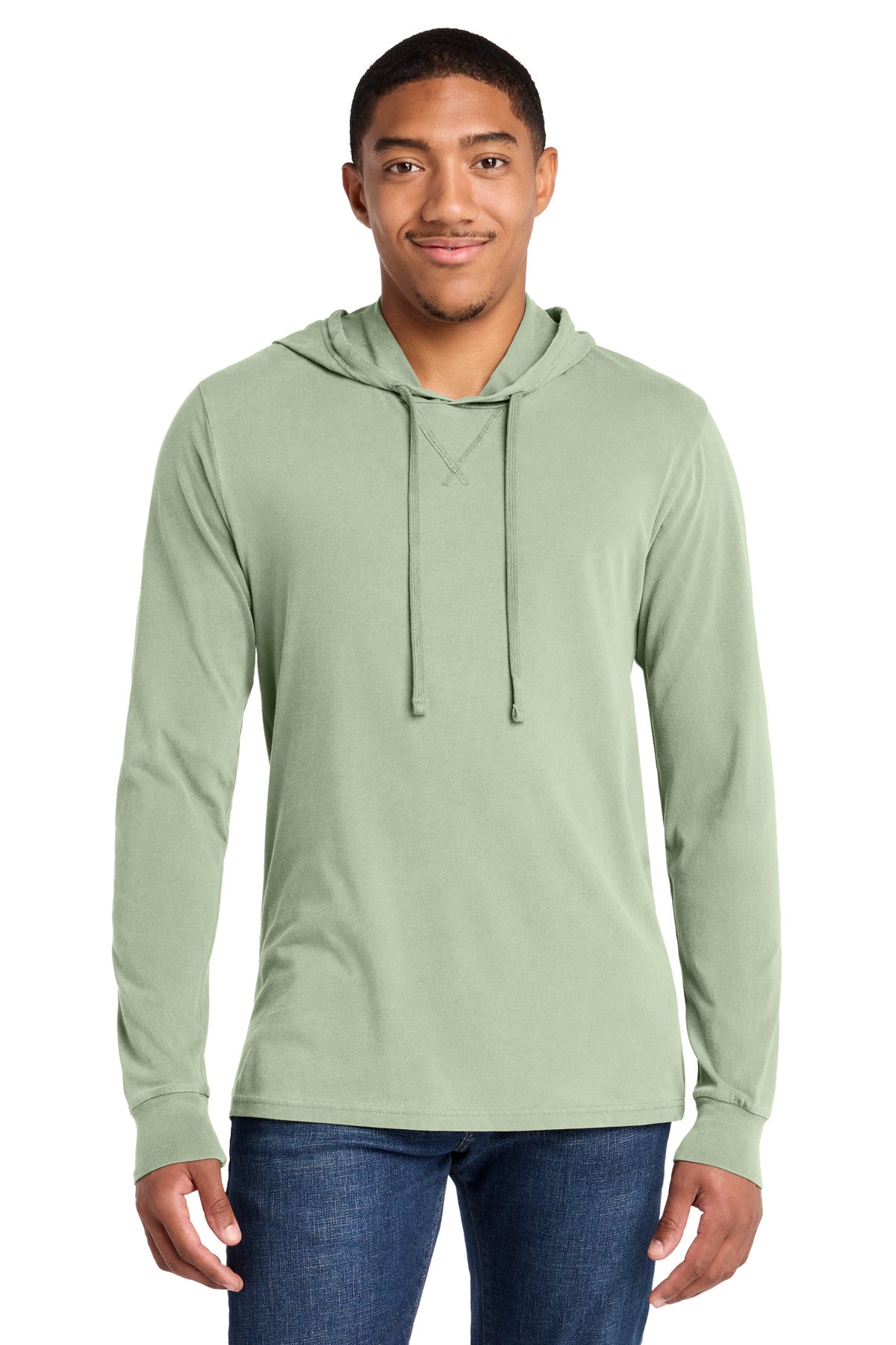 Custom logo Allmade® Unisex Mineral Dye Organic Cotton Hoodie Tee AL6305 in Lichen Green