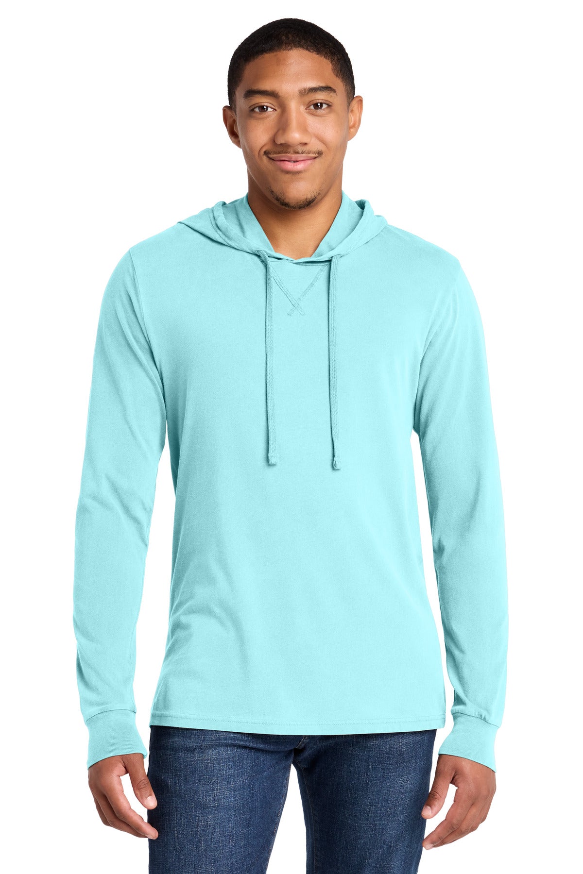 Custom logo Allmade® Unisex Mineral Dye Organic Cotton Hoodie Tee AL6305 in Saltwater Blue