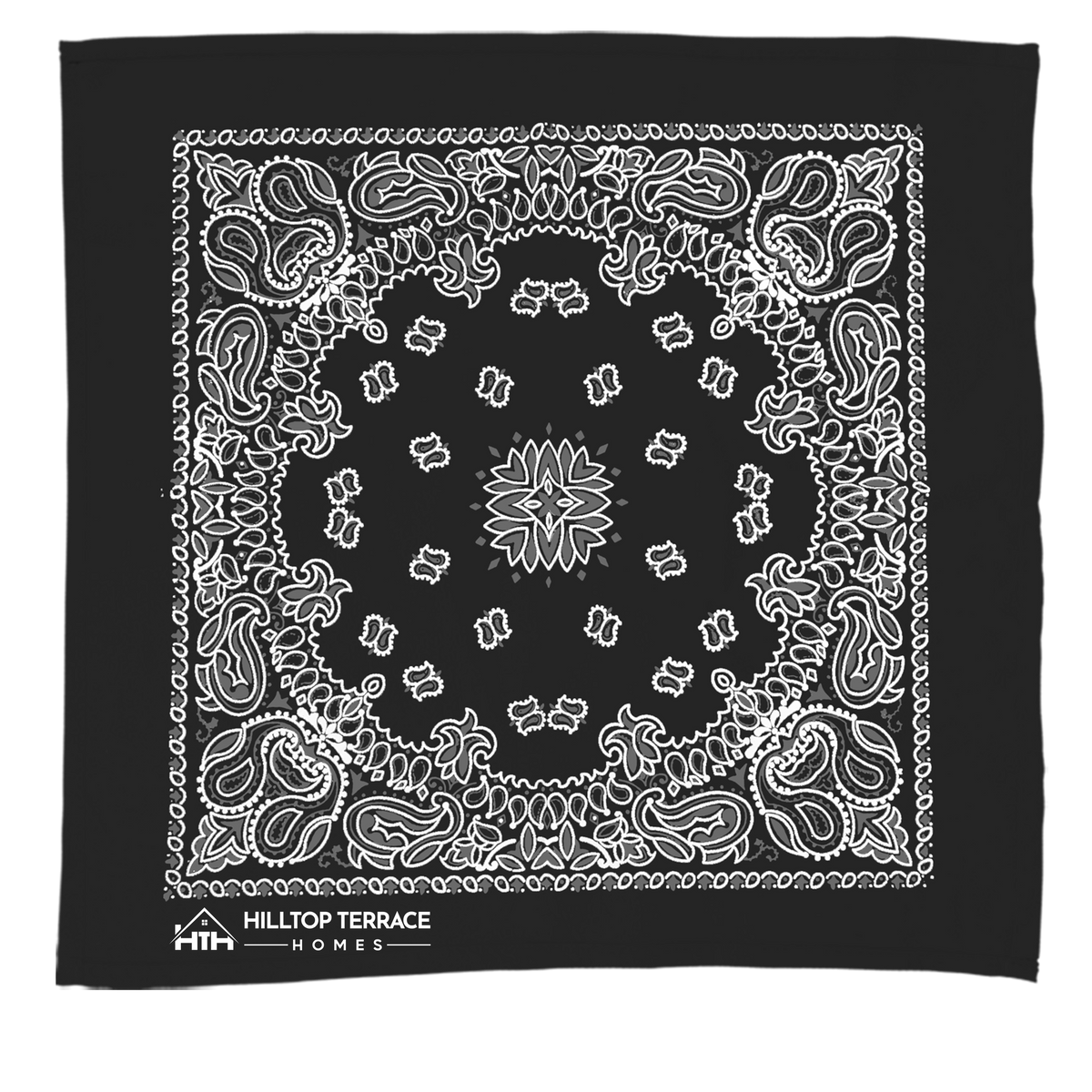 Custom logo 22" Bandana with Stock Paisley Pattern
