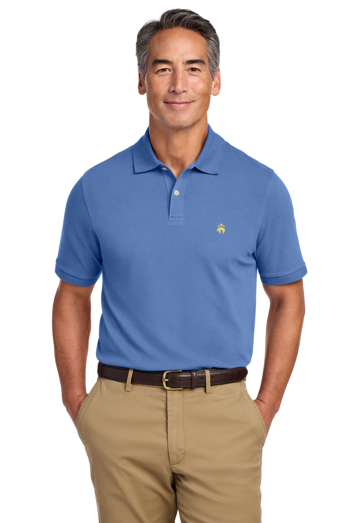 Custom logo Brooks Brothers® Pima Cotton Pique Polo BB18200 in Charter Blue