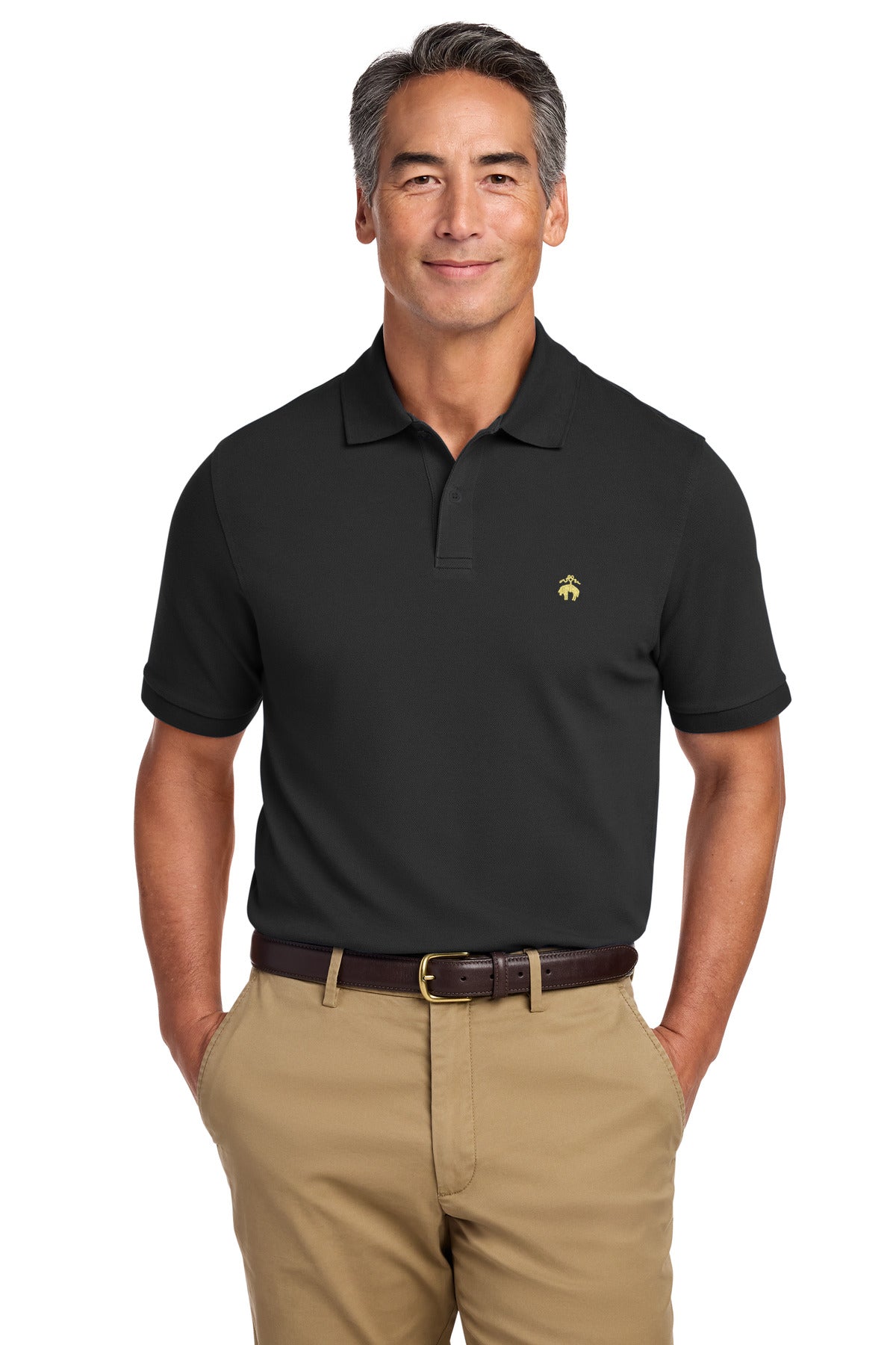 Custom logo Brooks Brothers® Pima Cotton Pique Polo BB18200 in Deep Black