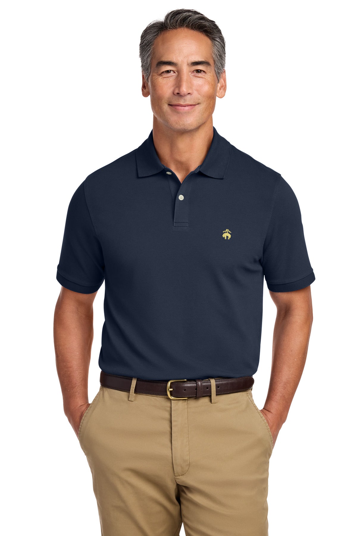 Custom logo Brooks Brothers® Pima Cotton Pique Polo BB18200 in Navy Blazer