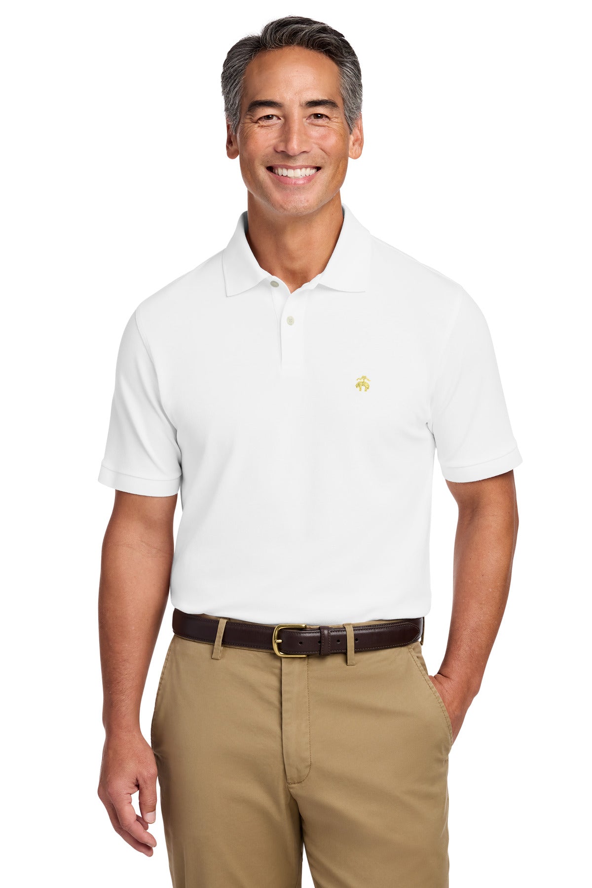Custom logo Brooks Brothers® Pima Cotton Pique Polo BB18200 in White