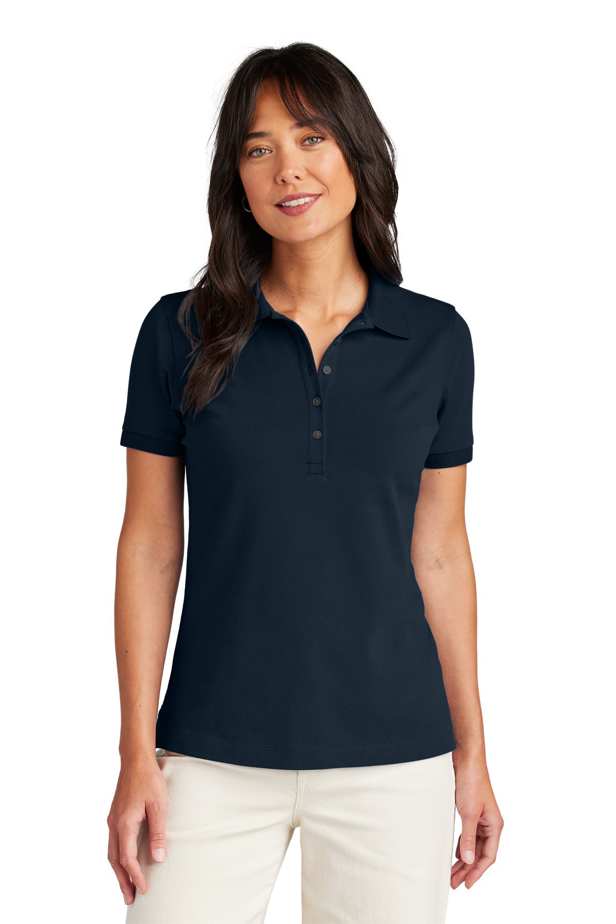 Custom logo Brooks Brothers® Women's Pima Cotton Pique Polo BB18201 in Navy Blazer