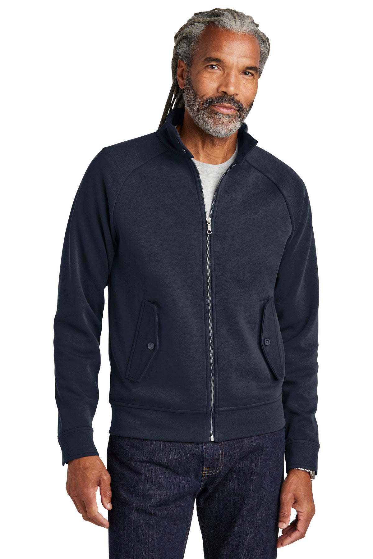 Custom logo Brooks Brothers® Double-Knit Full-Zip BB18210 in Night Navy