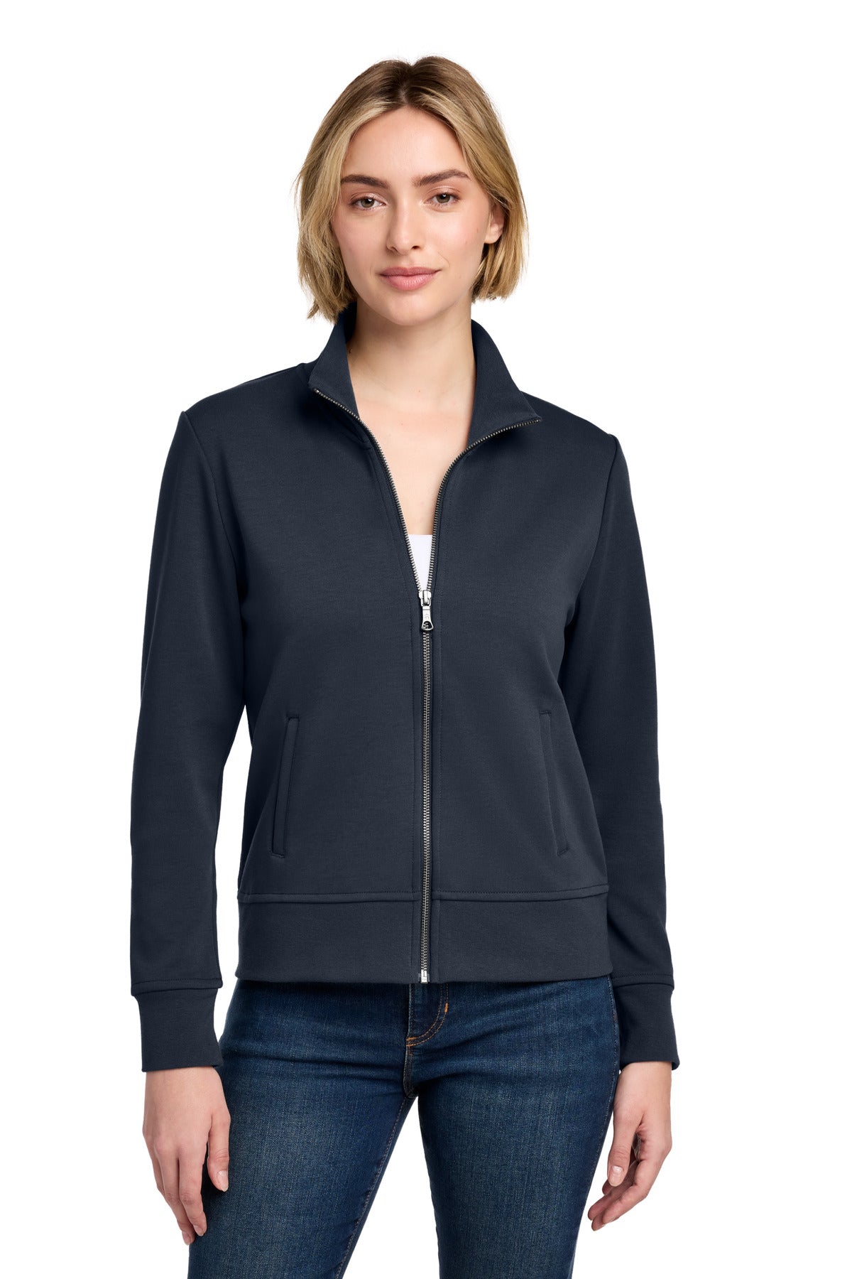 Custom logo Brooks Brothers® Women's Double-Knit Full-Zip BB18211 in Night Navy