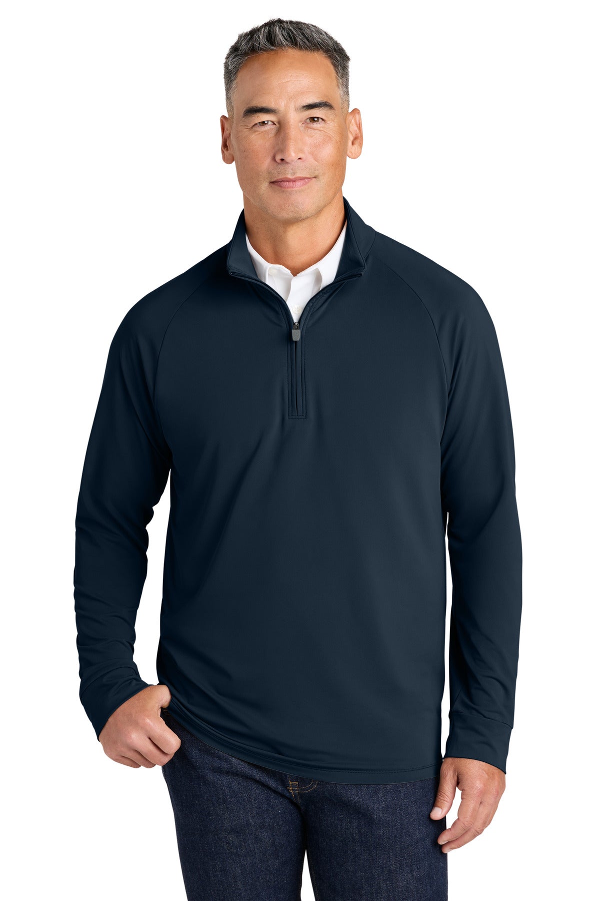 Custom logo Brooks Brothers® Luxe Performance 1/4-Zip BB18214 in Navy Blazer