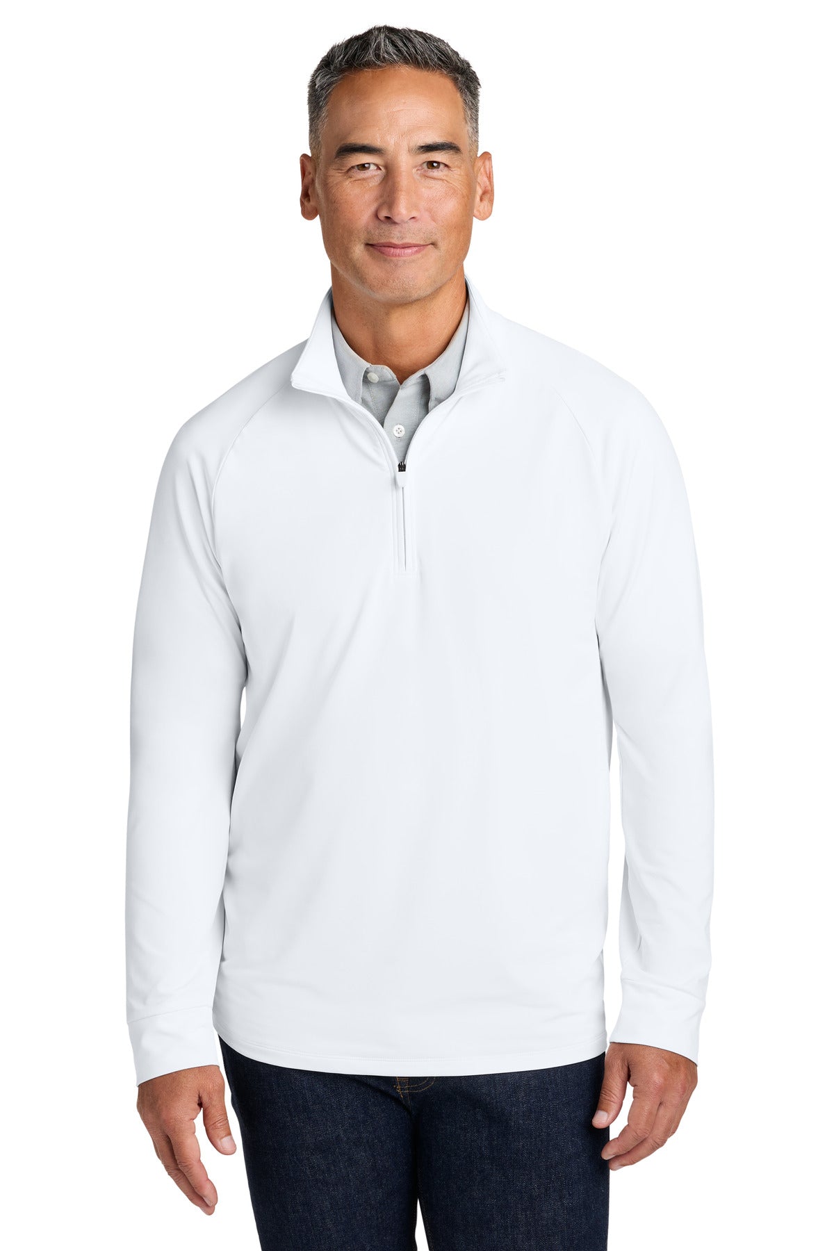 Custom logo Brooks Brothers® Luxe Performance 1/4-Zip BB18214 in White