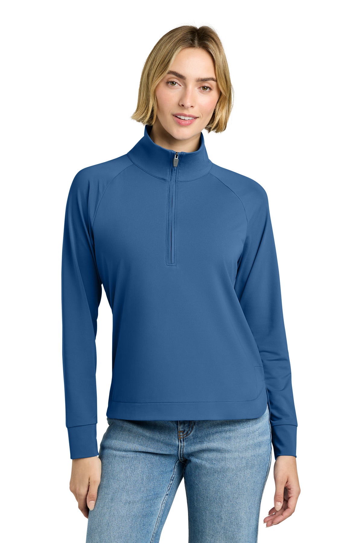 Custom logo Brooks Brothers® Women's Luxe Performance 1/4-Zip BB18215 in Charter Blue