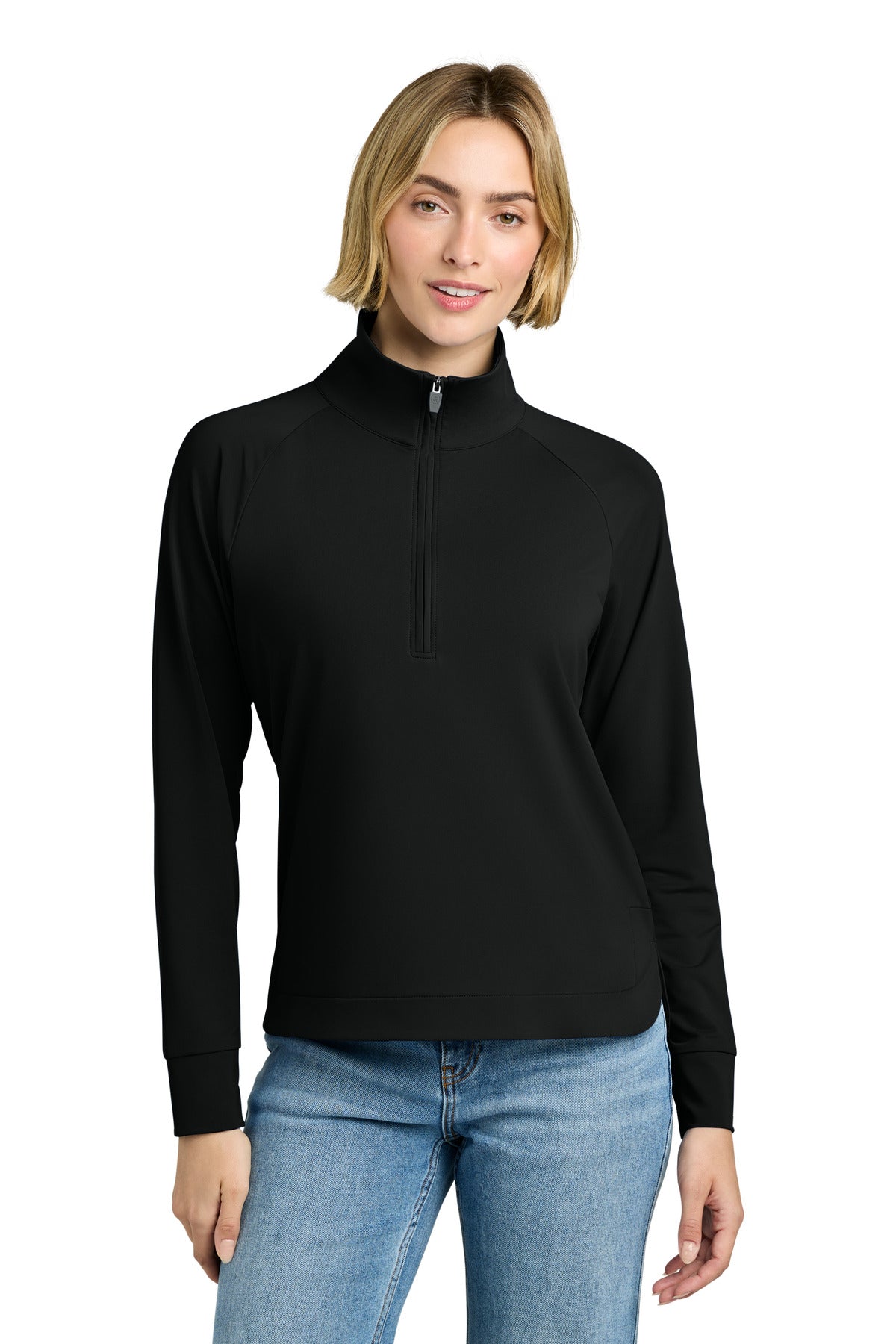 Custom logo Brooks Brothers® Women's Luxe Performance 1/4-Zip BB18215 in Deep Black