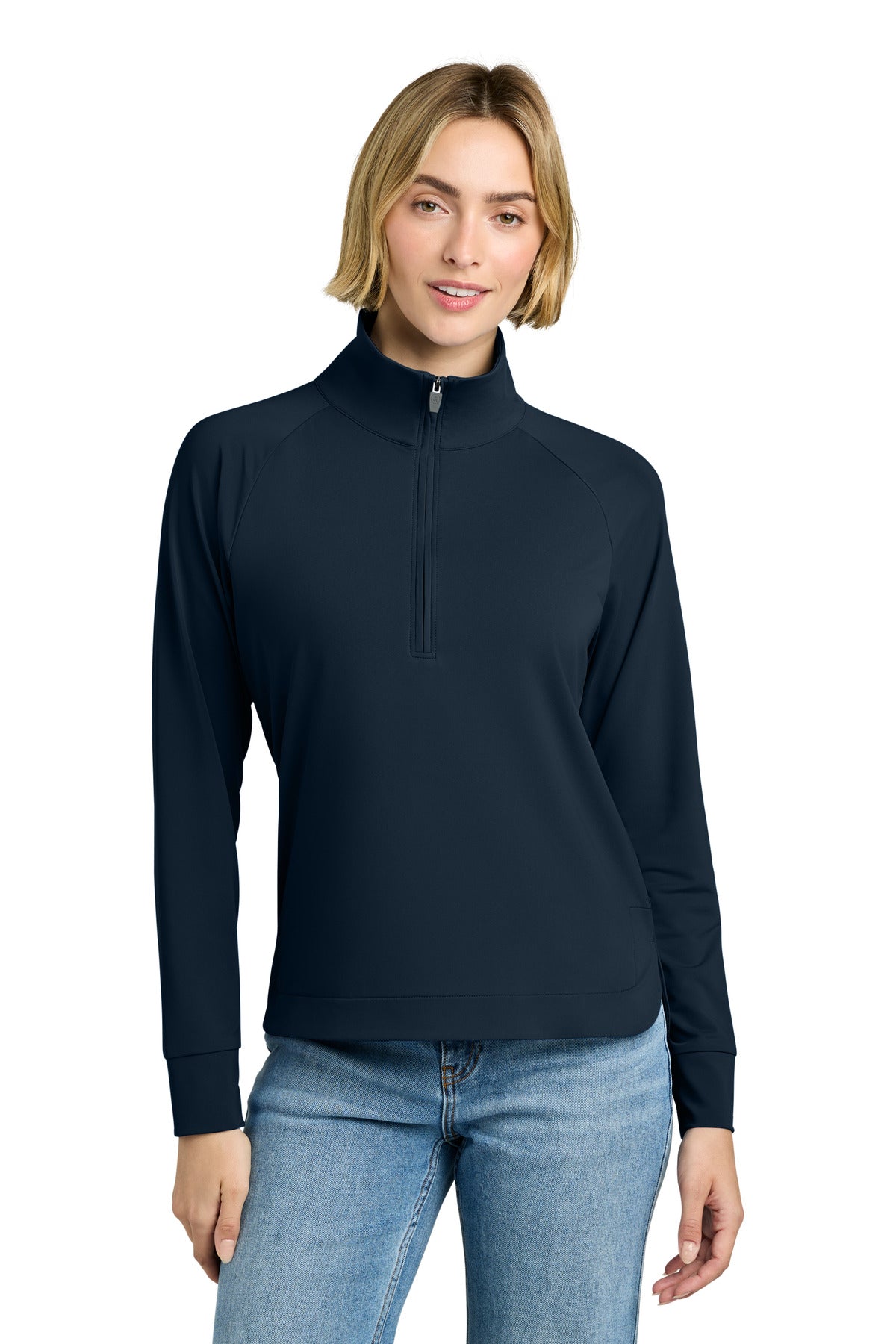 Custom logo Brooks Brothers® Women's Luxe Performance 1/4-Zip BB18215 in Navy Blazer