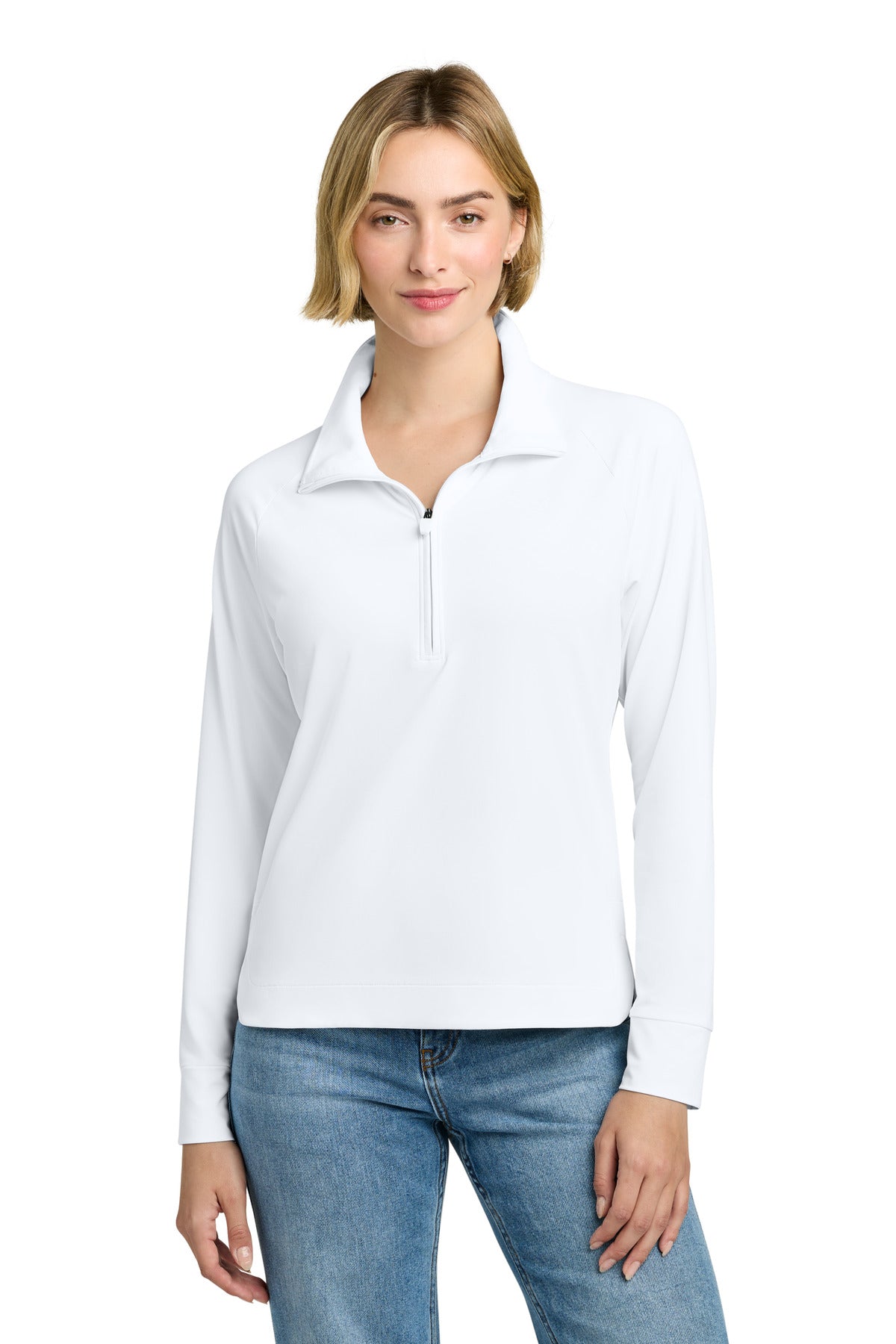 Custom logo Brooks Brothers® Women's Luxe Performance 1/4-Zip BB18215 in White